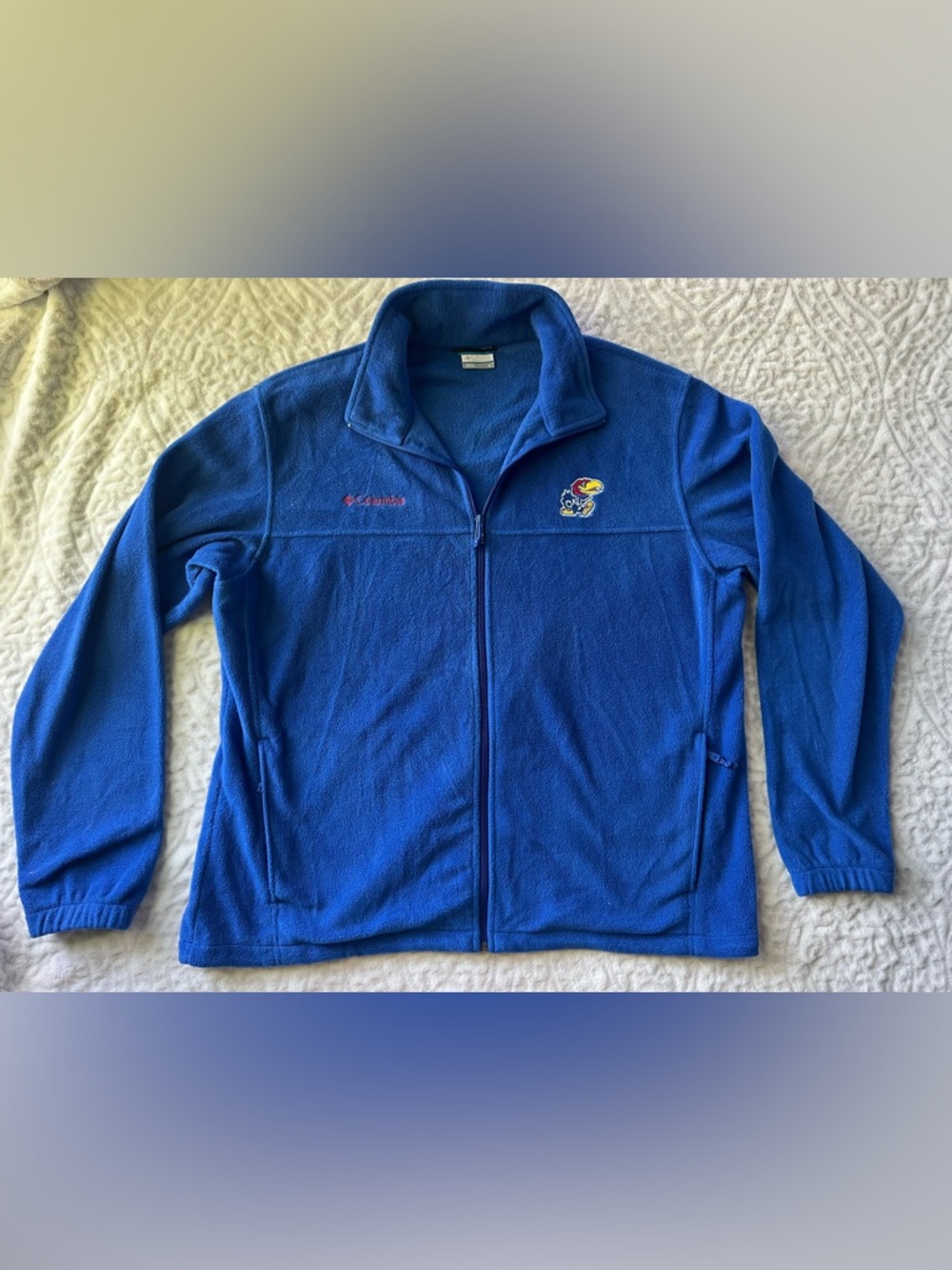 Columbia Men's KU Jayhawks Full-Zip Fleece Blue Jacket | Size XL - Picture 2 of 11